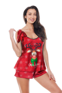 red 2 pcs Christmas set with reindeer - 2XL/3XL-0