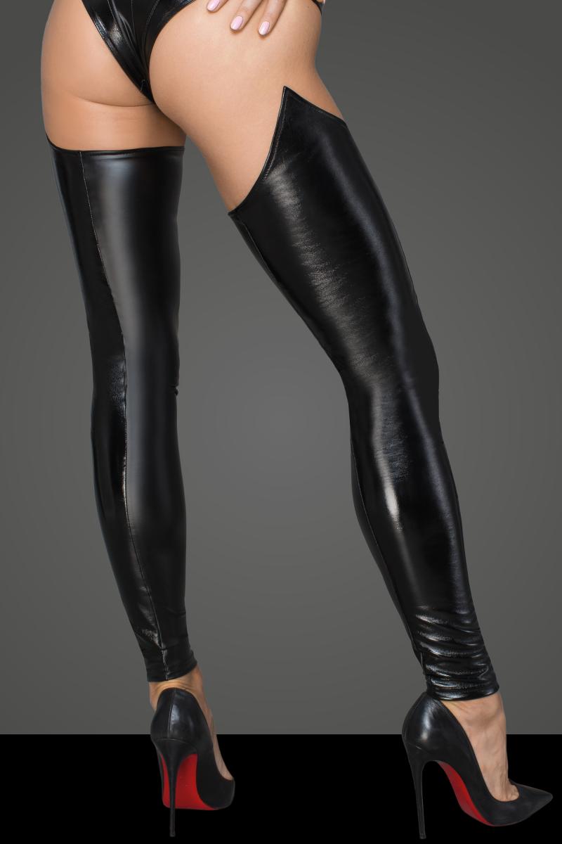 Lacquered eco leather and powerwetlook stockings F196 - L-1