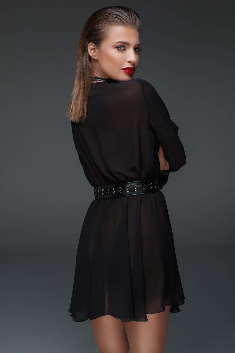 black Chiffon minidress with choker F150- 3XL-1