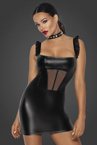 black Wetlook MIni Dress F257 - 3XL-0