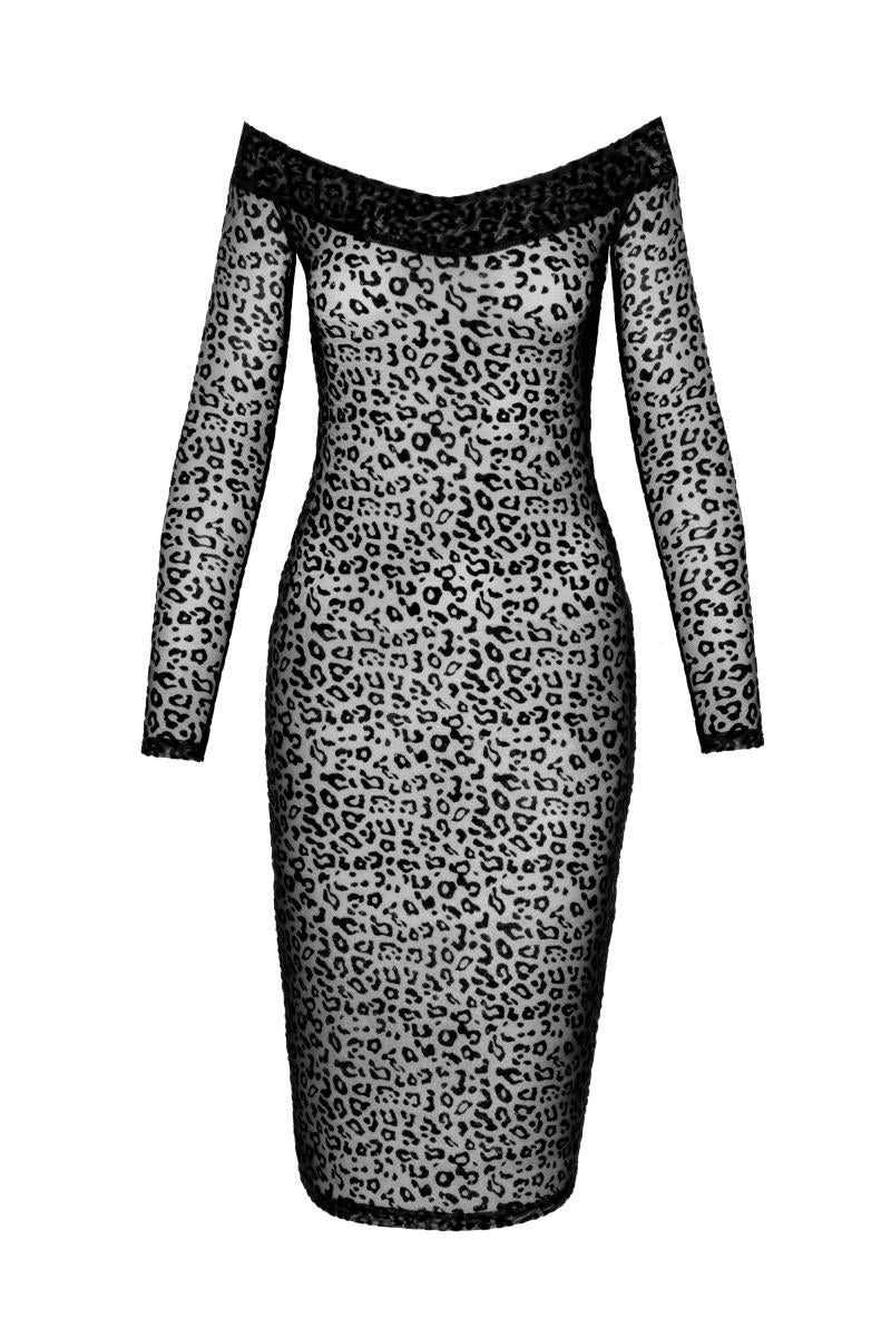 F284 Leopard flock midi-dress - 3XL-3