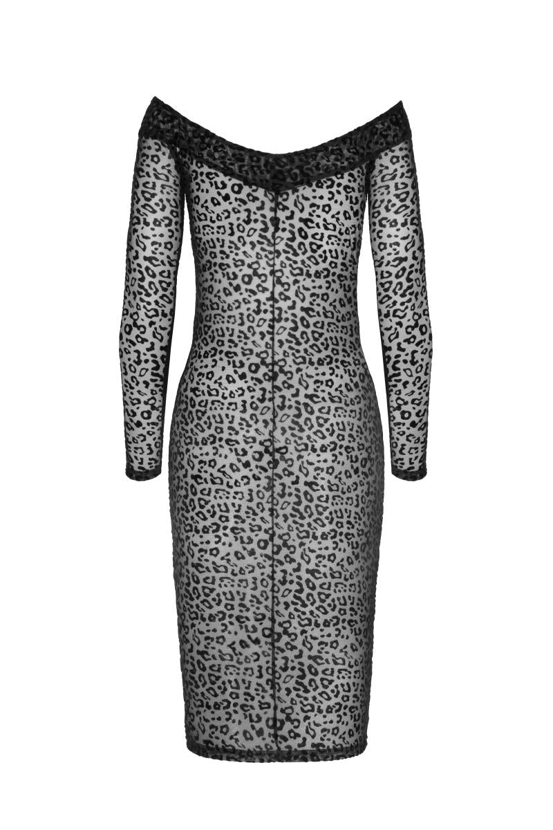 F284 Leopard flock midi-dress - 3XL-4