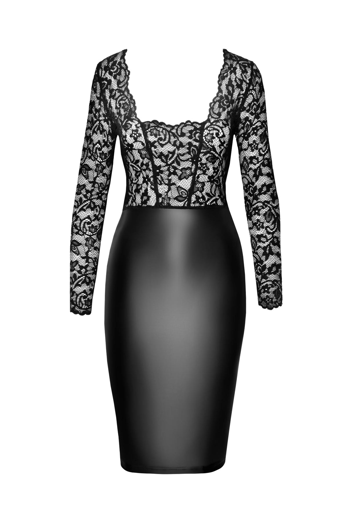 F295 Euphoria lace and wetlook midi dress - 3XL-3