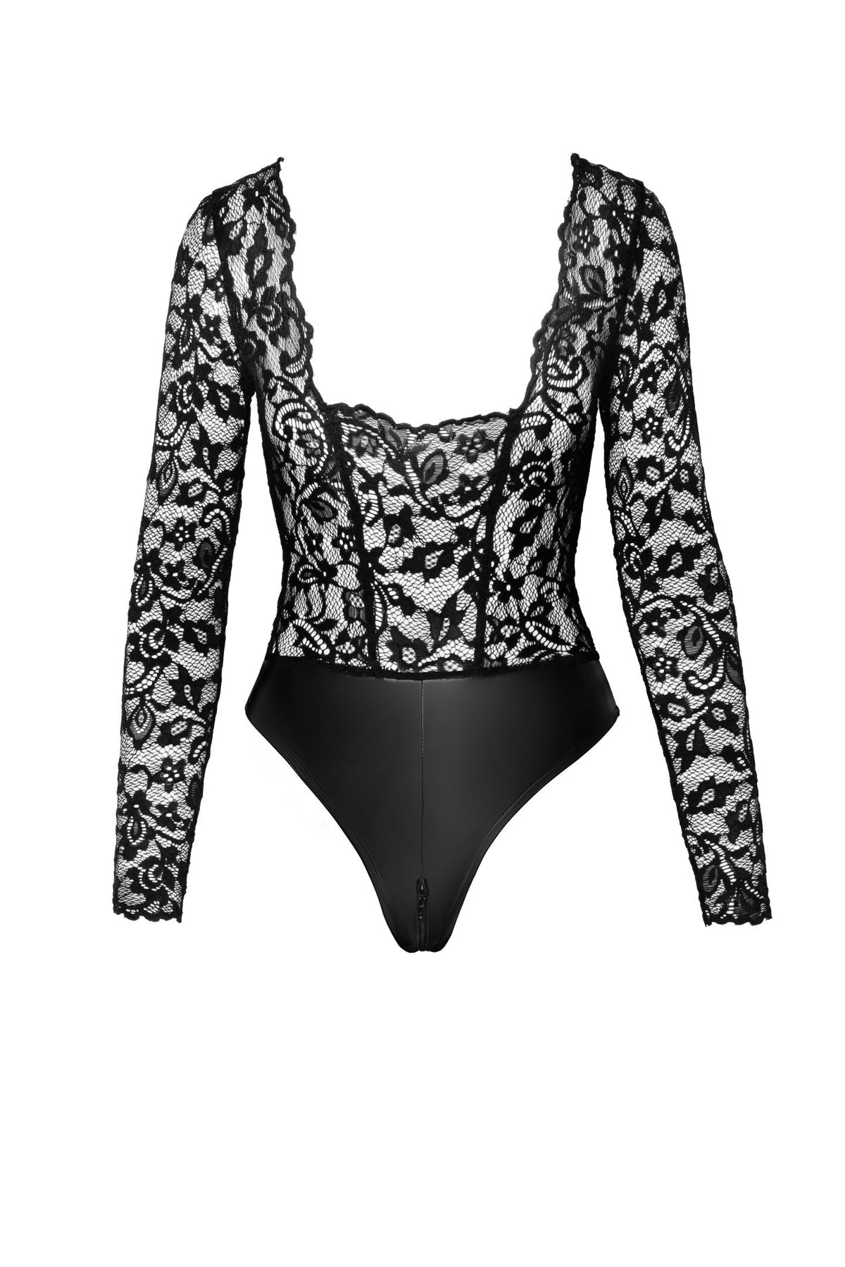 F296 Psyche bodysuit of lace and wetlook - 3XL-5