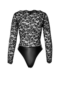 F296 Psyche bodysuit of lace and wetlook - 3XL-6