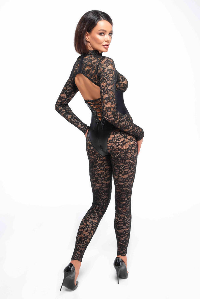 F299 Enigma lace catsuit with underbust bodice - 3XL-1