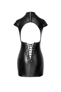 F309 Fantasy wetlook mini dress with lace up back - 3XL-4