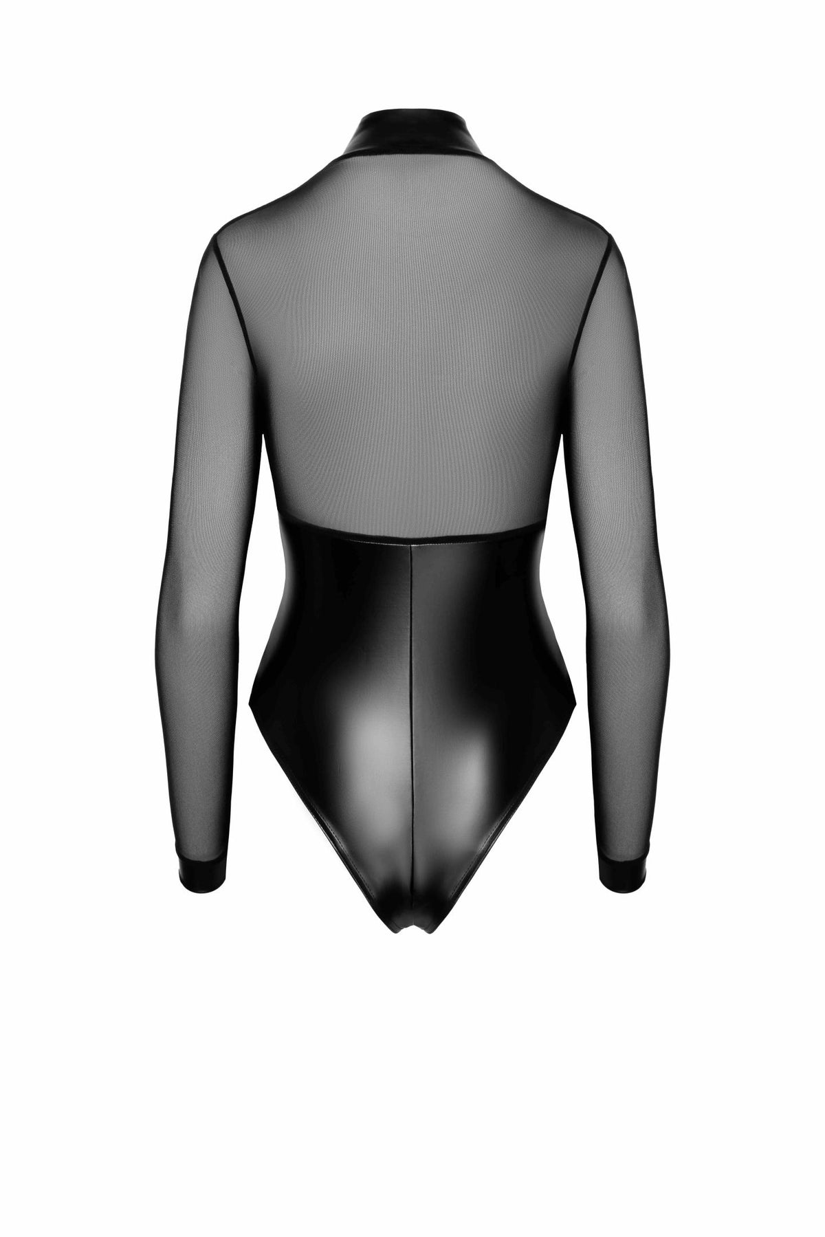 F321 Edge wetlook and mesh body with rings - 3XL-6