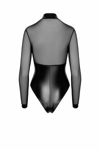 F321 Edge wetlook and mesh body with rings - 3XL-6