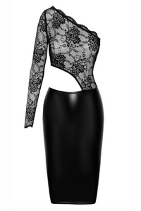 F339 Erotik lace and wetlook midi dress - 3XL-0