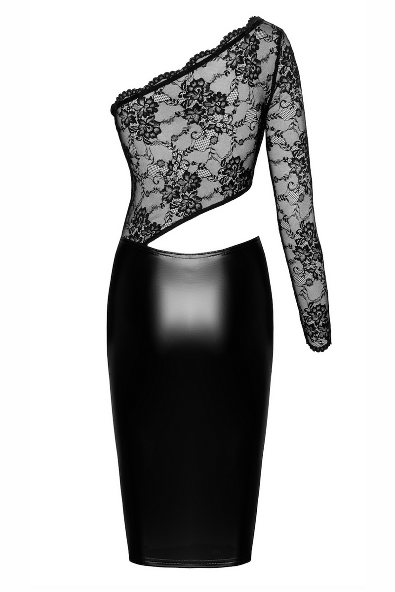 F339 Erotik lace and wetlook midi dress - 3XL-1