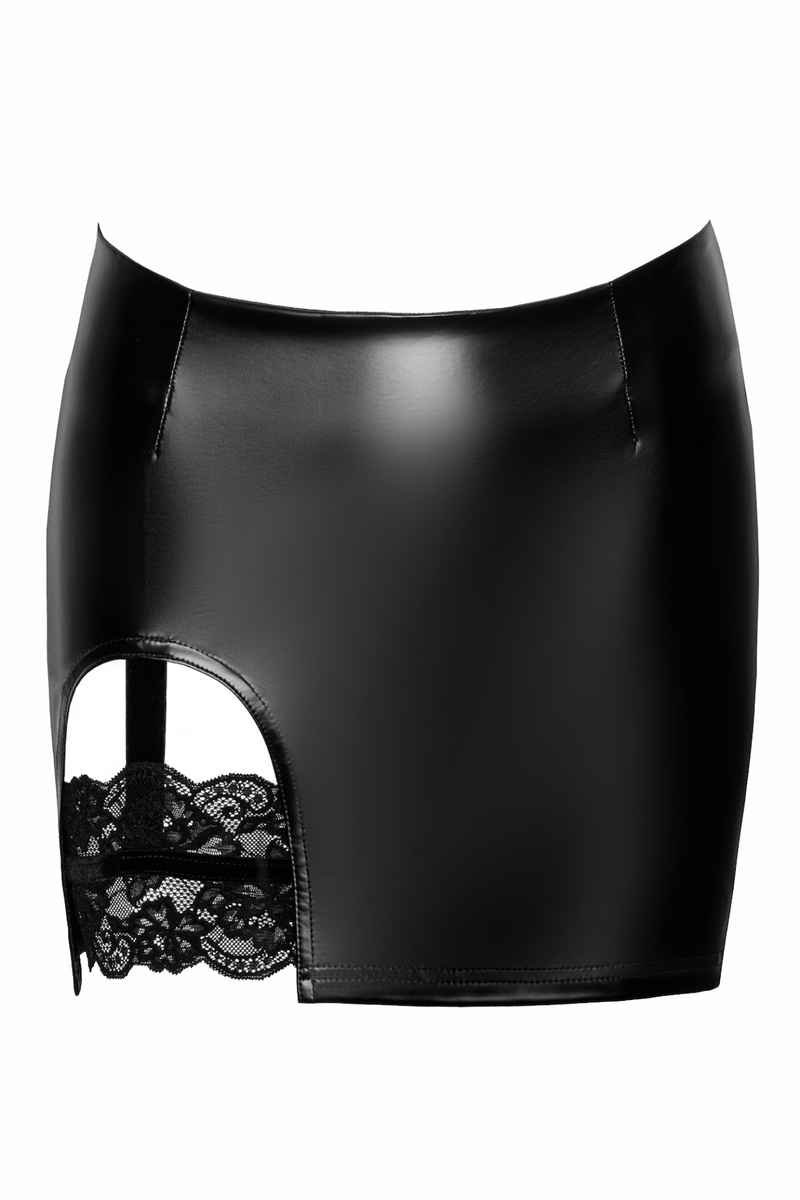 F345 Velvetine powerwetlook mini skirt with garter - 3XL-0