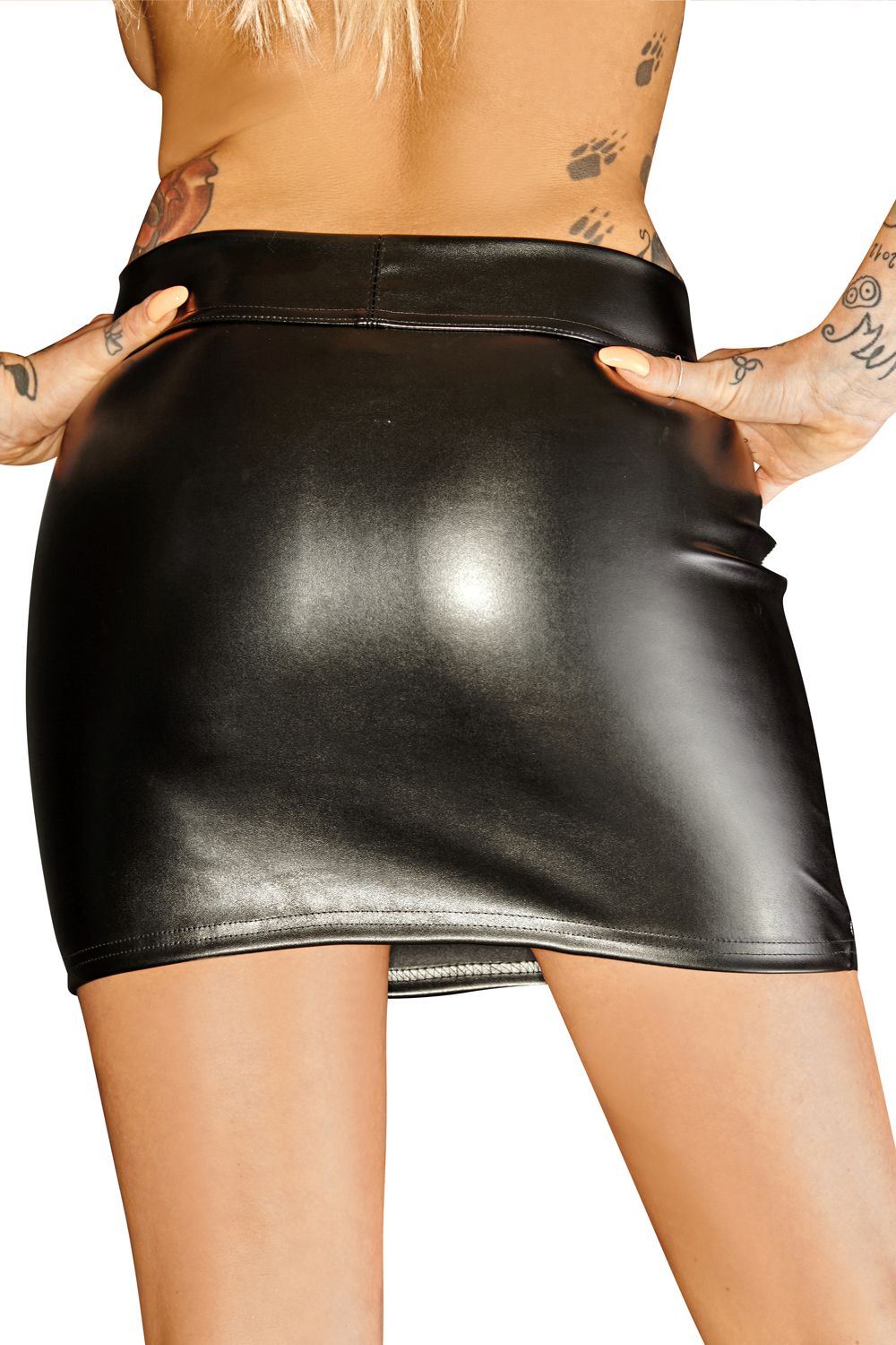 black ecoleather mini skirt F126 XL-1