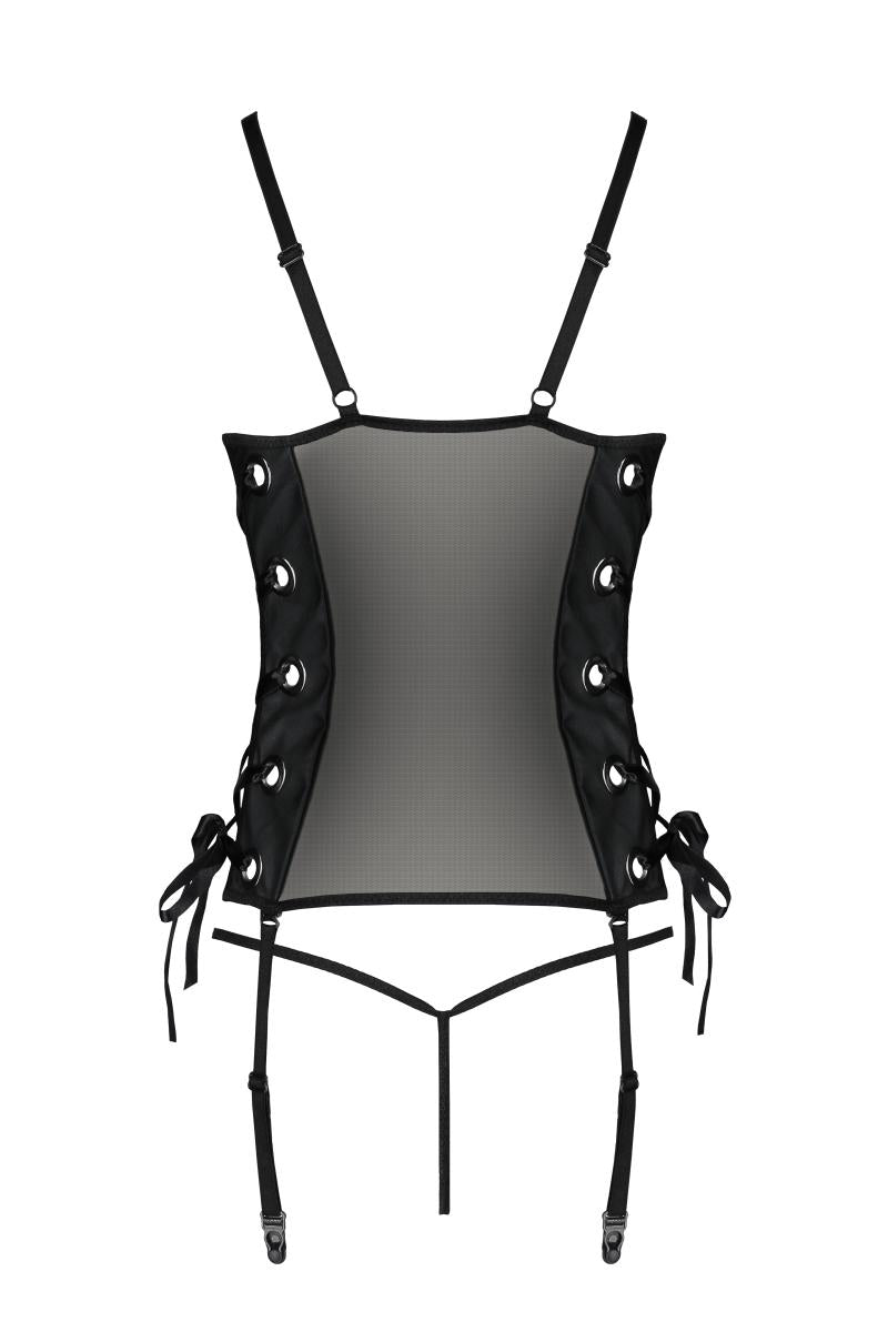 black faux leather corset PA596228 - 2XL/3XL-5