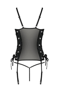 black faux leather corset PA596228 - 2XL/3XL-5